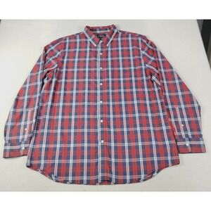Chaps Shirt‎ Mens 2XL Blue Red Plaid Long Sleeve Easy Care Button Down Casual